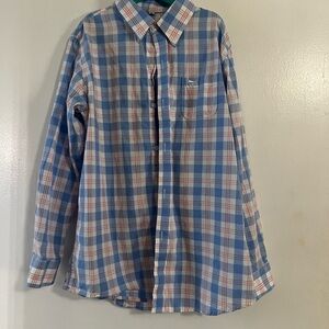Southern Tide Blue and White Plaid Kids Button Down Shirt
